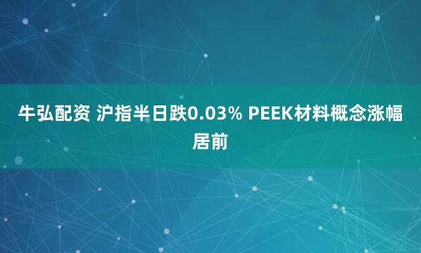 牛弘配资 沪指半日跌0.03% PEEK材料概念涨幅居前