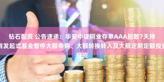 钻石配资 公告速递：华安中证同业存单AAA指数7天持有发起式基金暂停大额申购、大额转换转入及大额定期定额投资